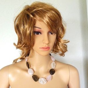 Pink, White, and Green Stone Necklace